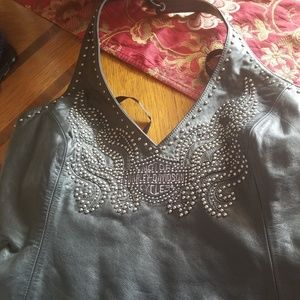 Harley Davidson leather Halter top